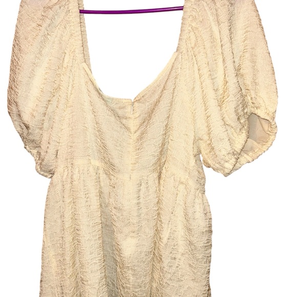 Future Collective Cream Textured Puff Sleeve Blouse - Picture 3 of 3